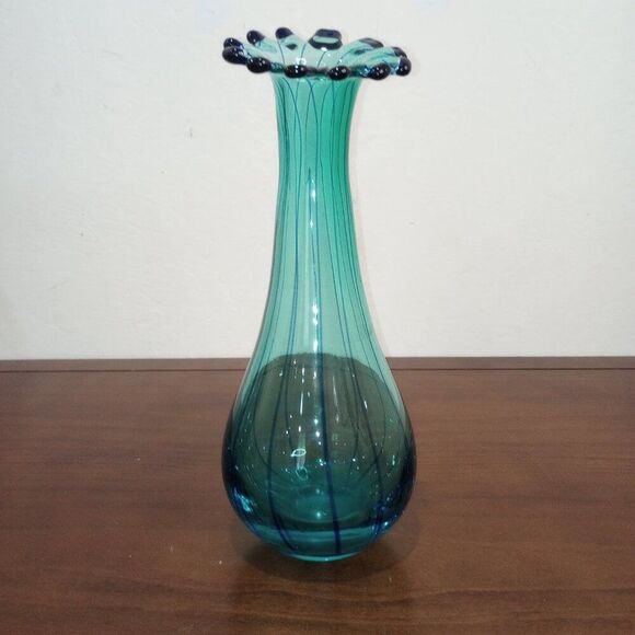 Green/Blue Flower Shaped Vase by Eastern - Picture 1 of 4